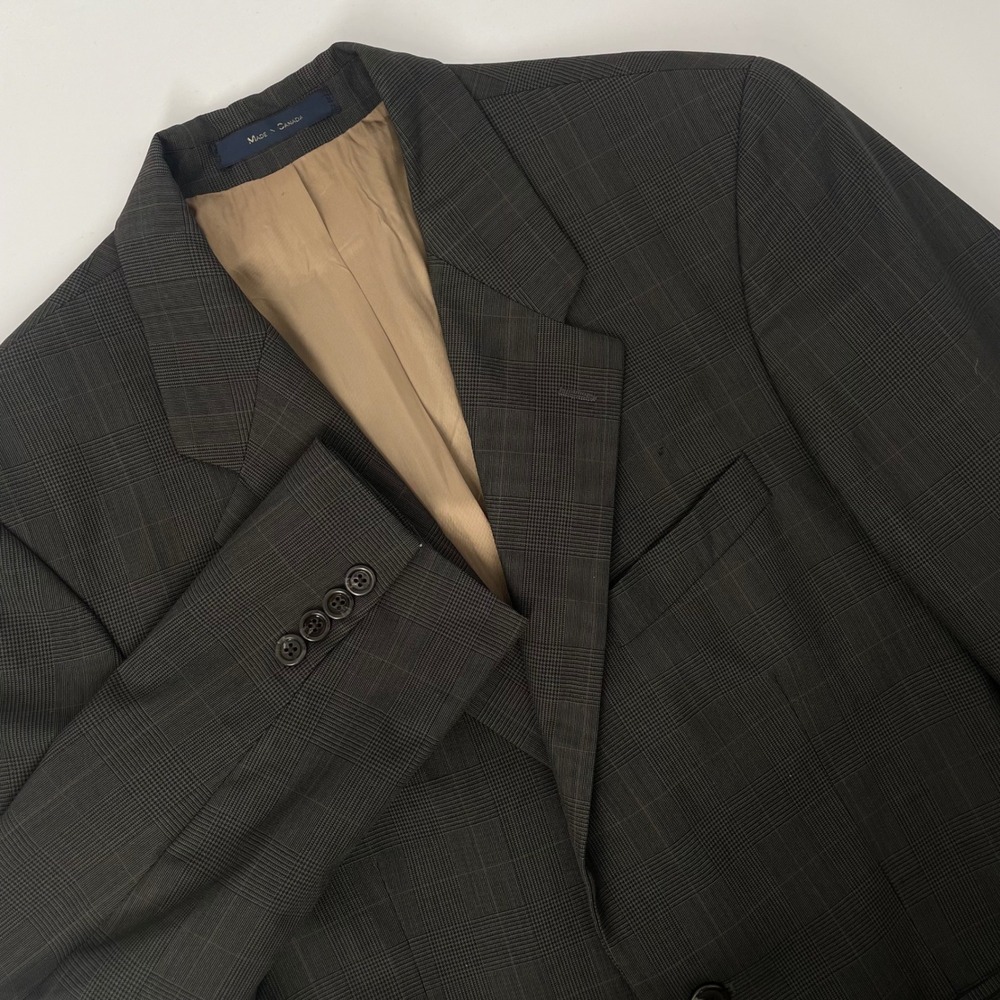 Ralph Lauren Chaps VTG 90s 42S Brown Glen Plaid Wool Blazer Sports Coat